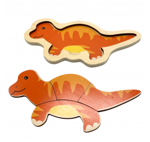 Puzzle en Bois 4 Pieces: Dinosaure Orange - Jeux éducatifs | Edunova 2