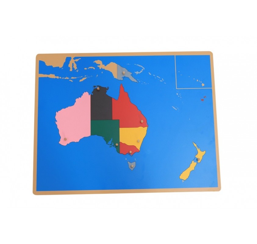 Puzzle Carte Océanie en Bois - Matériel Montessori | Edunova