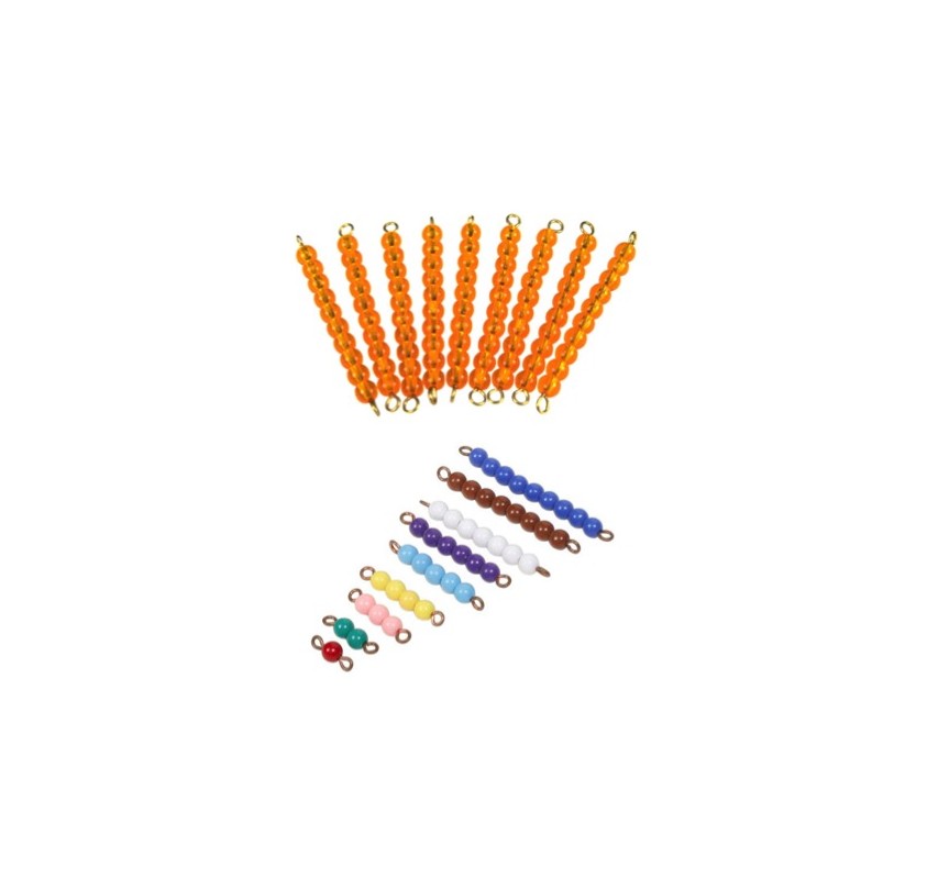 Barrettes Perles 1 À 9 et Dizaines pour Escalier de Perles - Matériel Montessori | Edunova