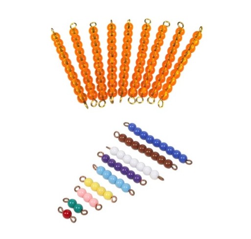Barrettes Perles 1 À 9 et Dizaines pour Escalier de Perles - Matériel Montessori | Edunova