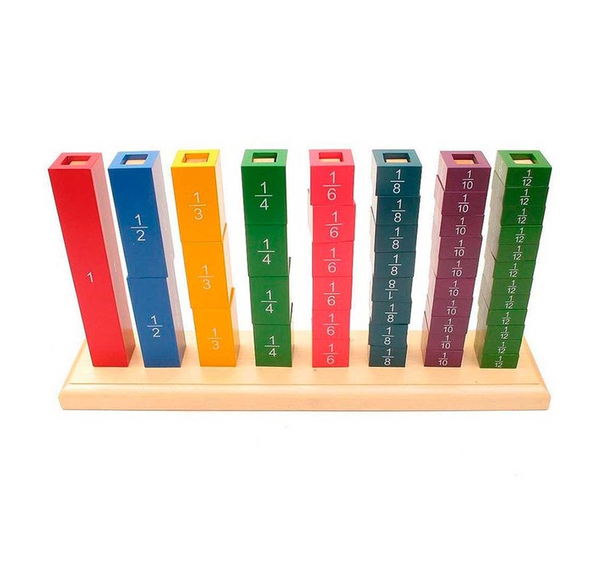Barres des Fractions (en Hêtre) - Matériel Montessori | Edunova