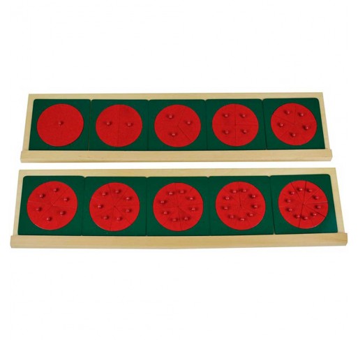 Cercles des Fractions (supports en Hêtre) - Matériel Montessori | Edunova