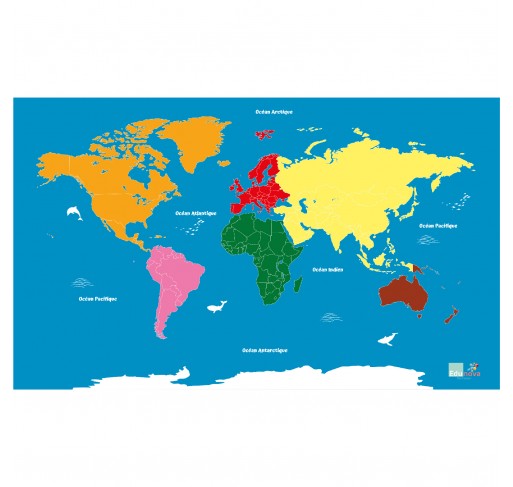 Carte Planisphère Géant - Matériel Montessori | Edunova