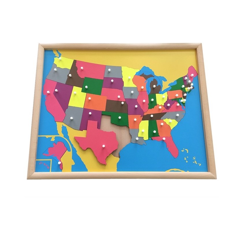 Puzzle Carte Etats-unis en Bois - Matériel Montessori | Edunova
