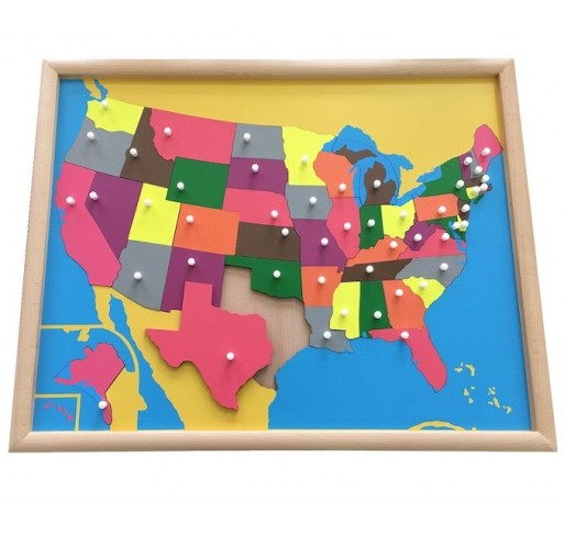 Puzzle Carte Etats-unis en Bois - Matériel Montessori | Edunova