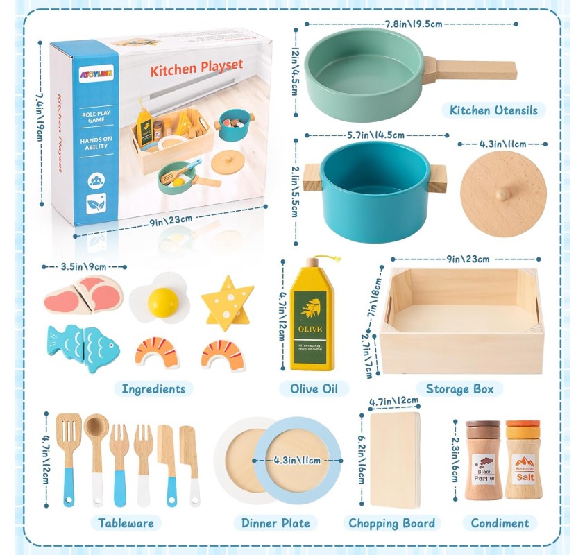 Dinette Cuisine Enfant en Bois | Edunova Maroc