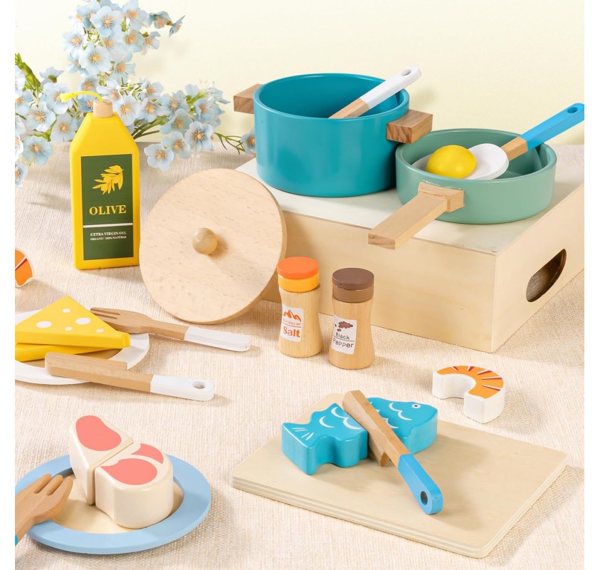 Dinette Cuisine Enfant en Bois | Edunova Maroc