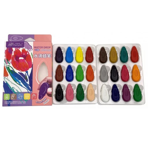 Ensemble de 24 Crayons de Cire en Forme de Goutte | Edunova