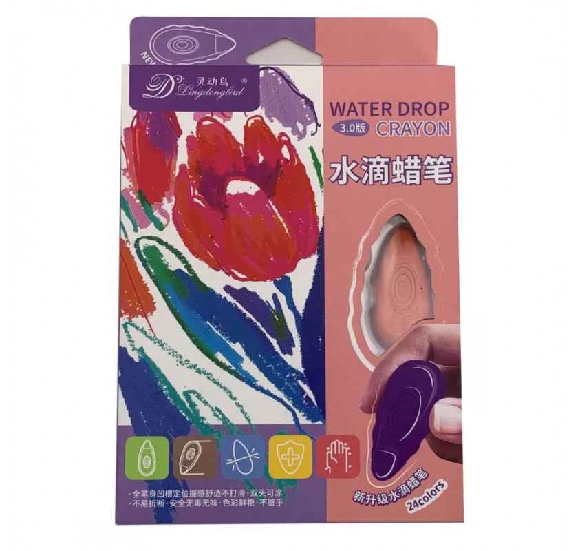 Ensemble de 24 Crayons de Cire en Forme de Goutte - Arts créatifs | Edunova
