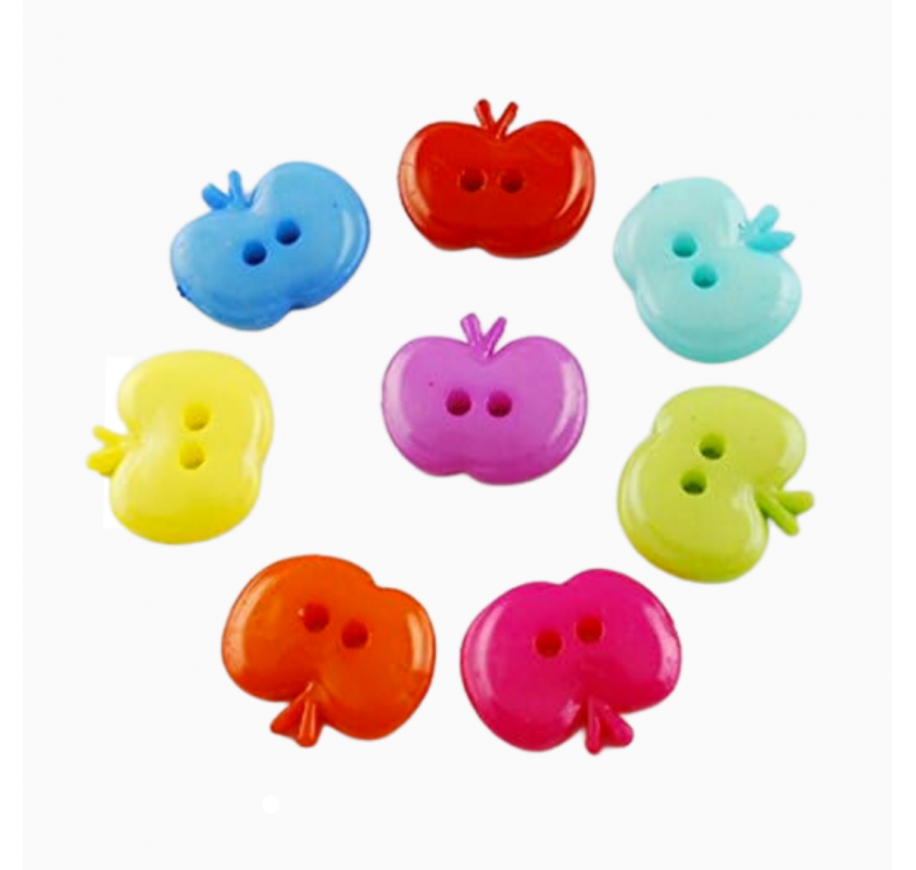 Lot de 40 Boutons Pommes Multicolores 14mm - Arts créatifs | Edunova