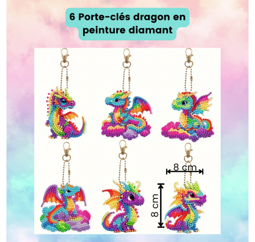 Ensemble de 6 Porte-clés Peinture Diamant: Dragons | Edunova