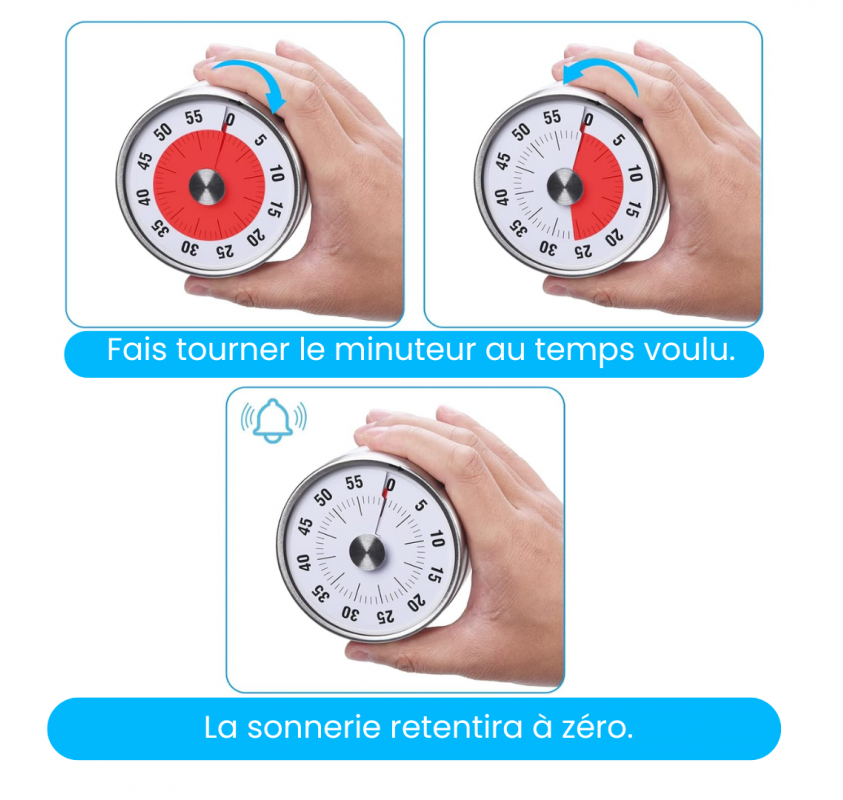 Time Timer Visuel Magnetique avec Dos Aimant et Alarme |...