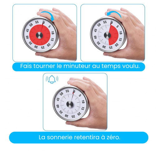Time Timer Visuel Magnetique avec Dos Aimant et Alarme |...