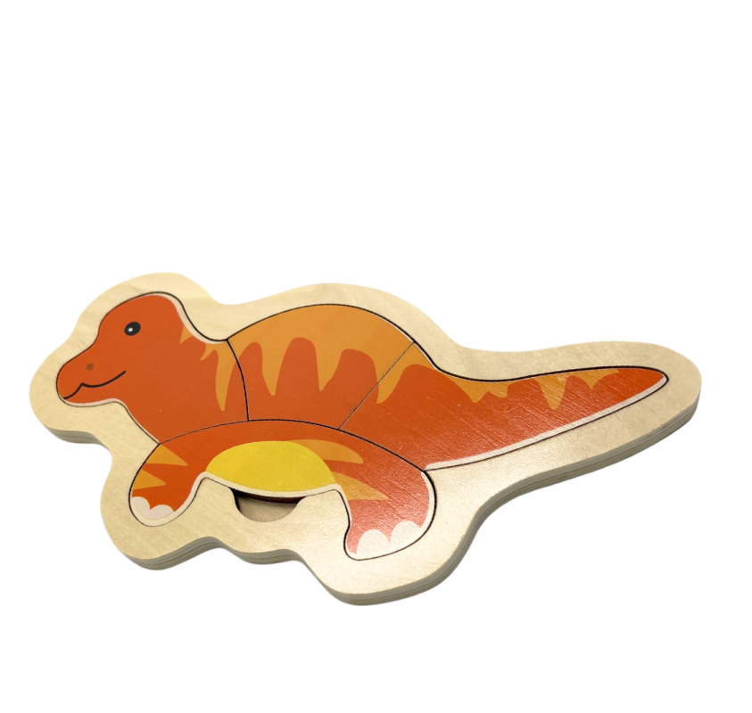 Puzzle en Bois 4 Pieces: Dinosaure Orange - Jeux éducatifs | Edunova