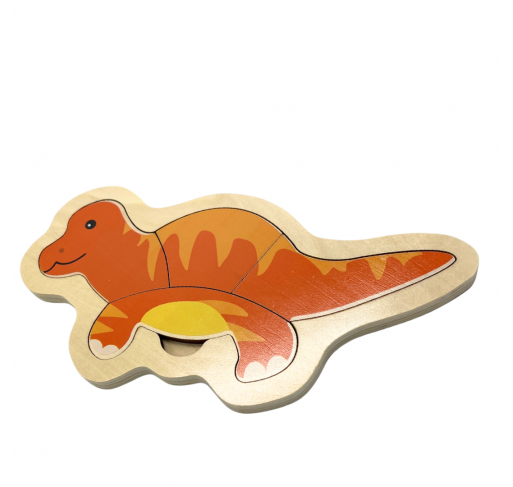 Puzzle en Bois 4 Pieces: Dinosaure Orange - Jeux éducatifs | Edunova
