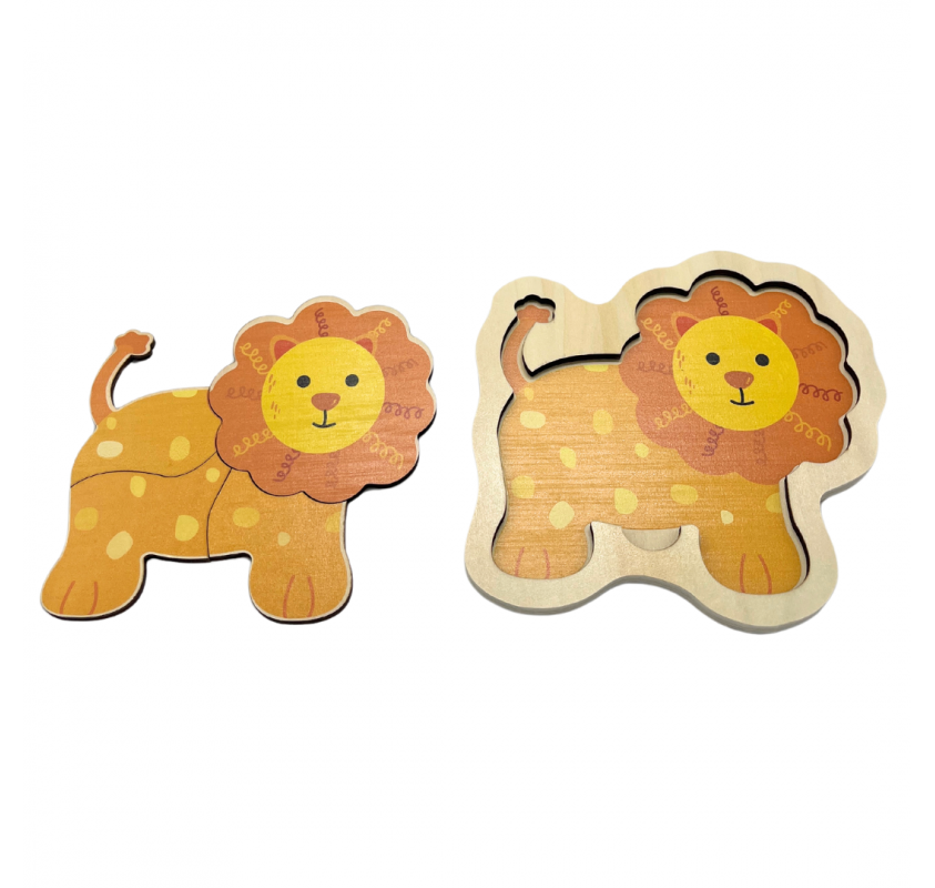 Puzzle en Bois 4 Pieces: Lion | Edunova Maroc