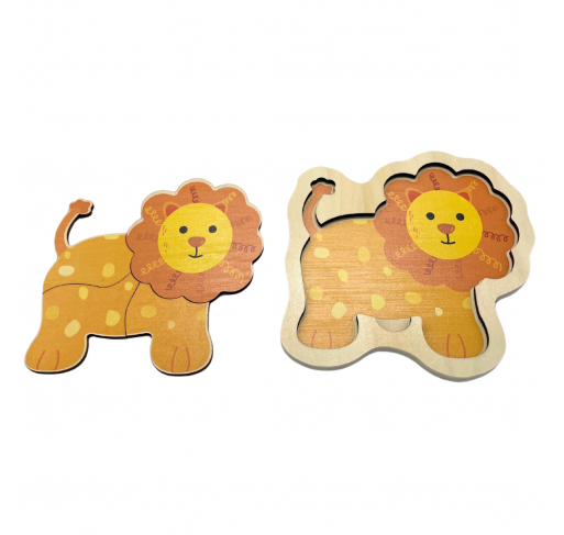 Puzzle en Bois 4 Pieces: Lion | Edunova Maroc