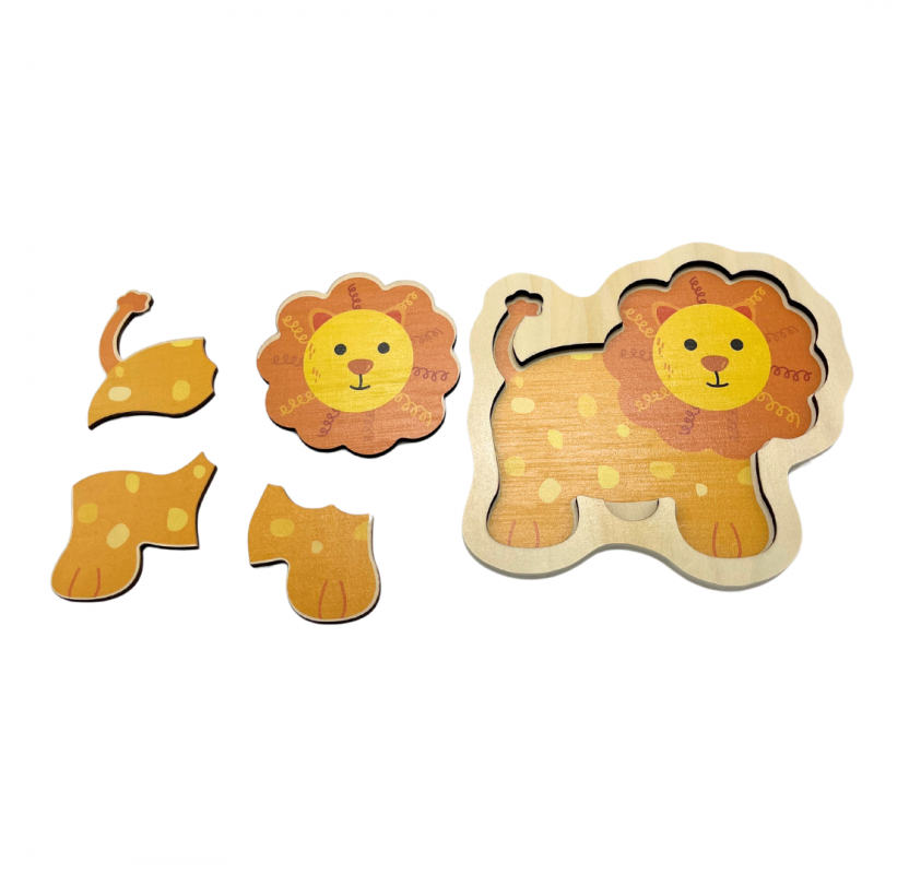 Puzzle en Bois 4 Pieces: Lion | Edunova Maroc