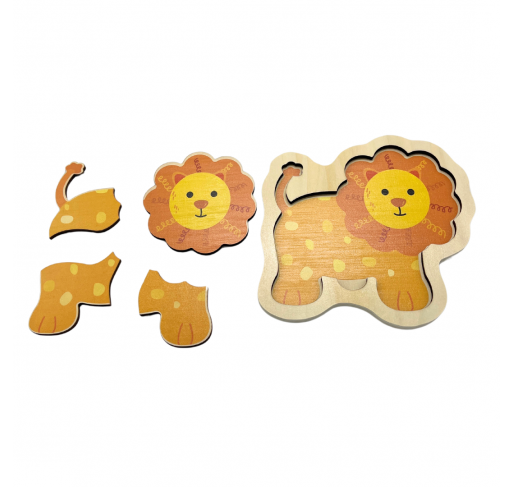 Puzzle en Bois 4 Pieces: Lion | Edunova Maroc