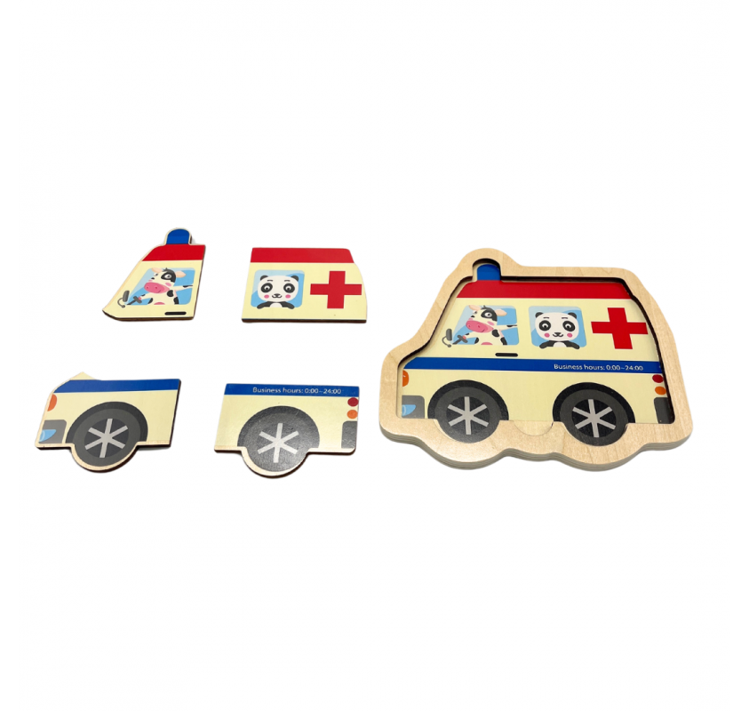 Puzzle en Bois pour Enfants : Ambulance | Edunova Maroc