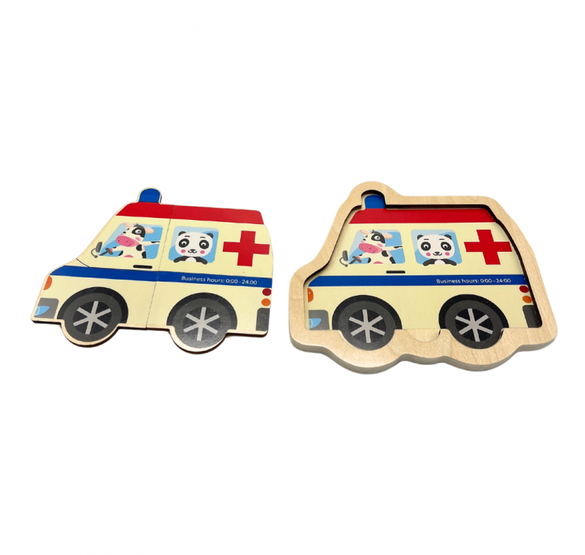 Puzzle en Bois pour Enfants : Ambulance | Edunova Maroc
