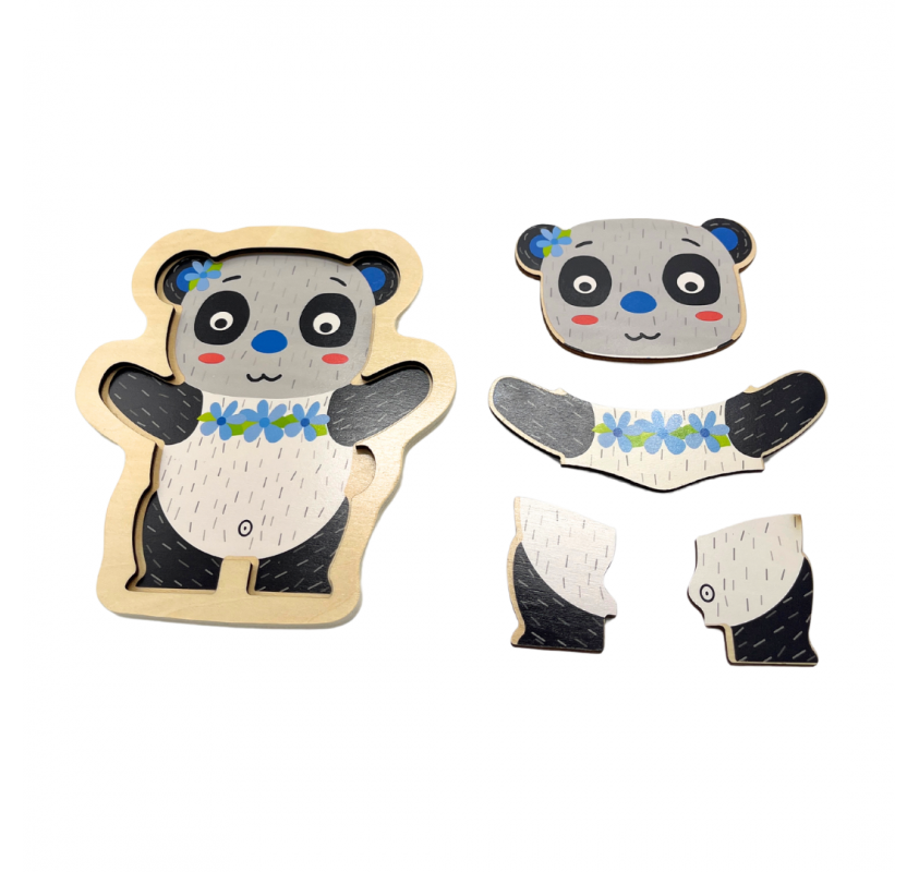 Puzzle en Bois 4 Pieces: Panda | Edunova Maroc