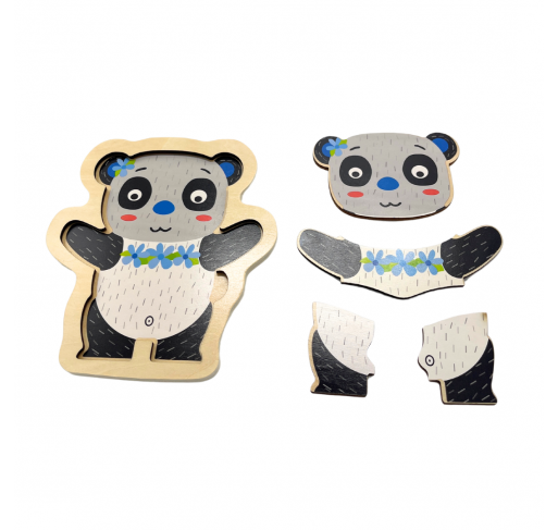 Puzzle en Bois 4 Pieces: Panda | Edunova Maroc