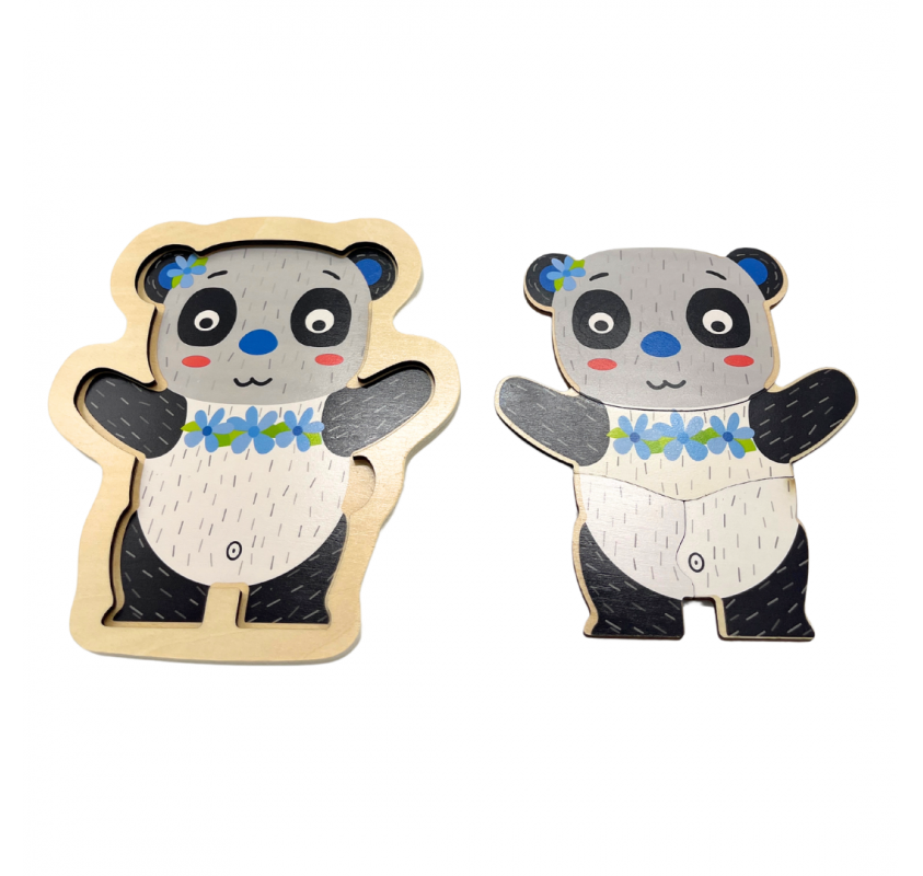 Puzzle en Bois 4 Pieces: Panda | Edunova Maroc