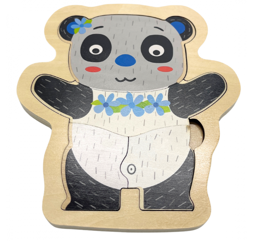 Puzzle en Bois 4 Pieces: Panda - Jeux éducatifs | Edunova