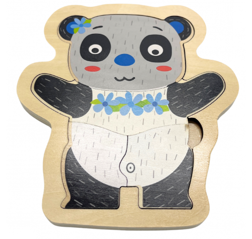 Puzzle en Bois 4 Pieces: Panda - Jeux éducatifs | Edunova