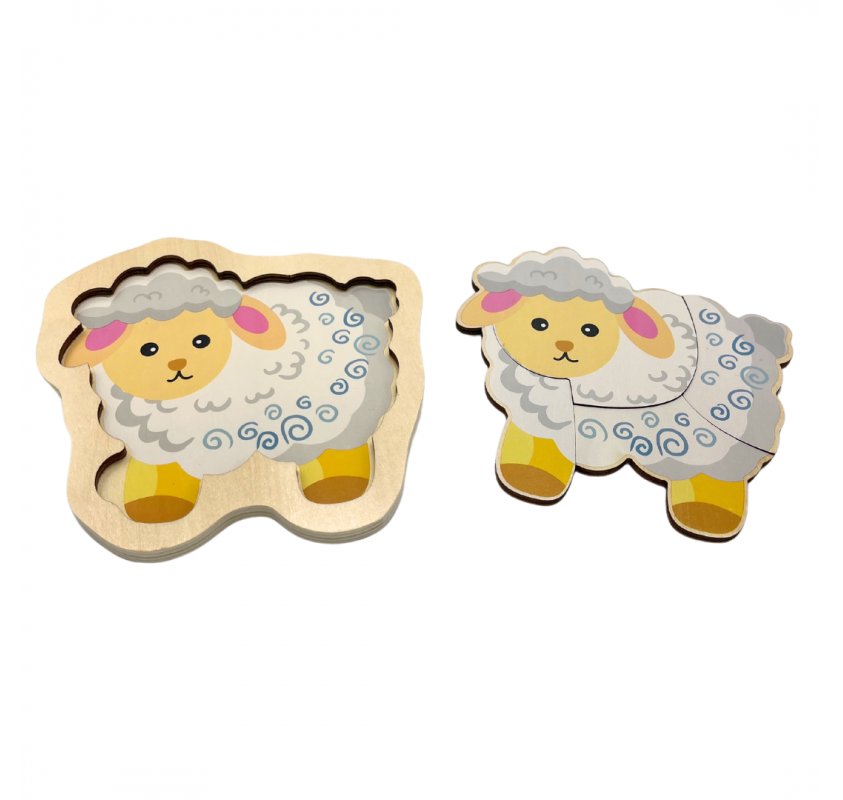 Puzzle en Bois 4 Pieces : Mouton | Edunova Maroc