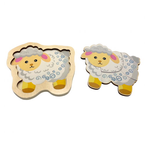 Puzzle en Bois 4 Pieces : Mouton | Edunova Maroc