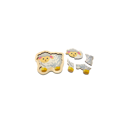 Puzzle en Bois 4 Pieces : Mouton | Edunova Maroc