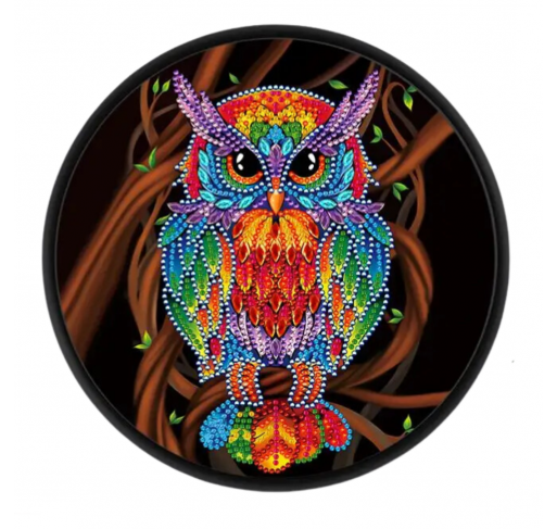Peinture de Diamants Cadre Rond : Hibou - Arts créatifs | Edunova