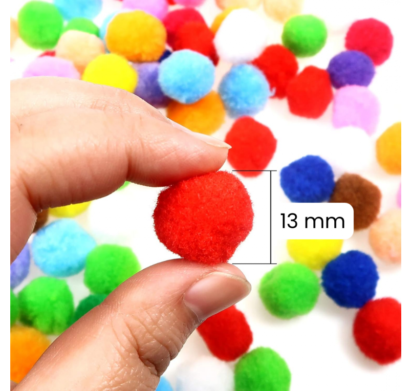 100 Petits Pompons Colores 13 Mm | Edunova Maroc