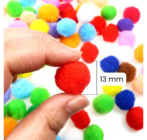 100 Petits Pompons Colores 13 Mm | Edunova Maroc
