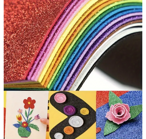 Papier Mousse Pailletté A4 - 10 Couleurs | Edunova Maroc