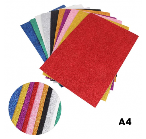 Papier Mousse Pailletté A4 - 10 Couleurs - Arts créatifs | Edunova