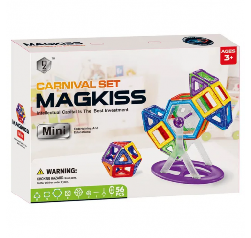 Jeu de Construction Magnetique Magkiss Mini 56 Pieces - Jeux éducatifs | Edunova