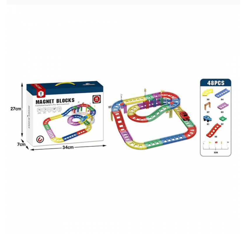 Circuit de Course Automobile Magnetique 47 Pièces | Edunova