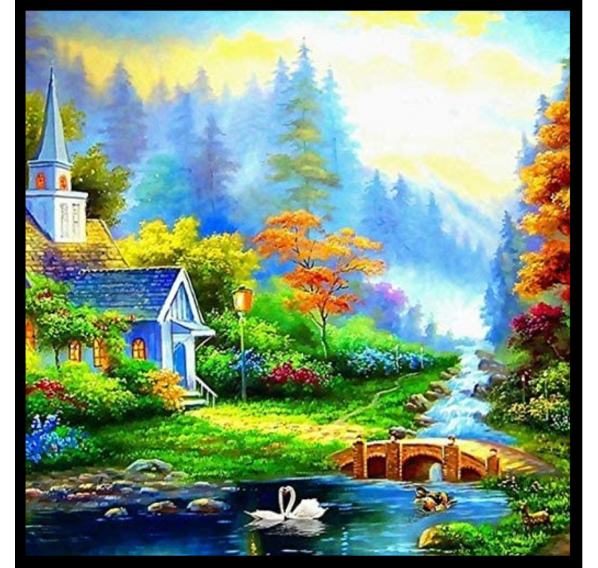 Peinture de Diamants 5d : Paysage Arbres (30x30 Cm) - Arts créatifs | Edunova