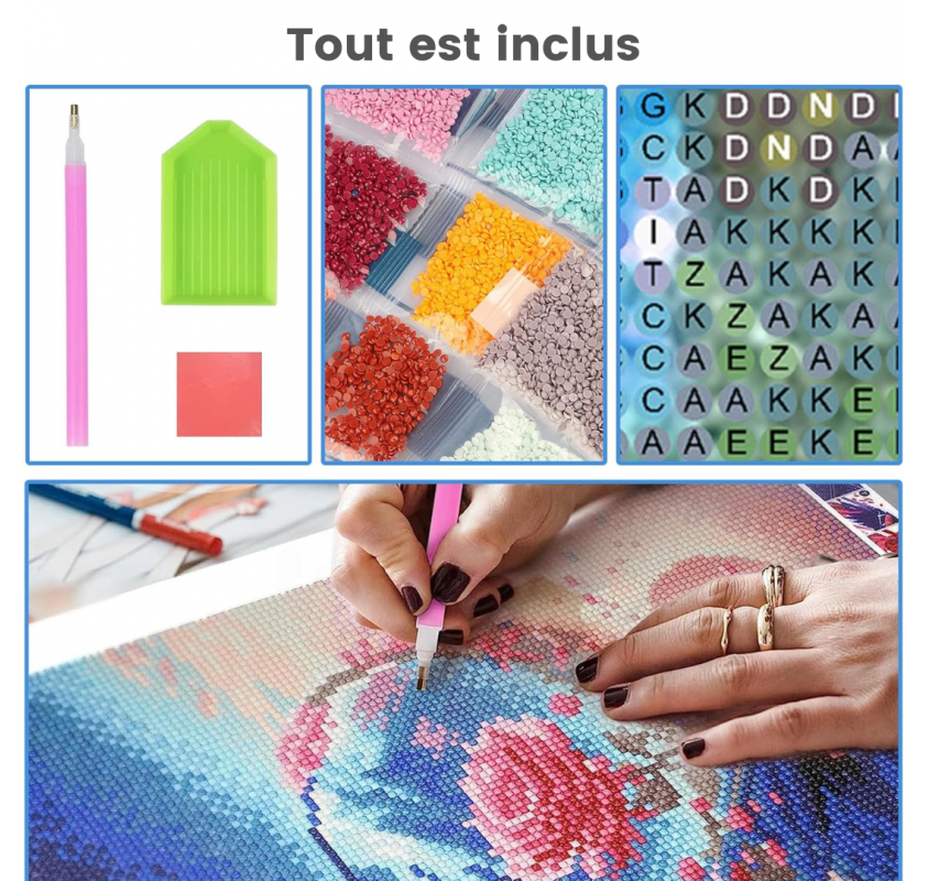Peinture de Diamants 5d : Bouquet de Fleurs (30x30 Cm) |...