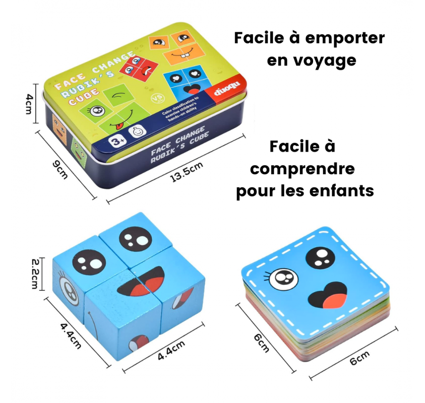 Jeu des Expressions de Visages en Bois | Edunova Maroc