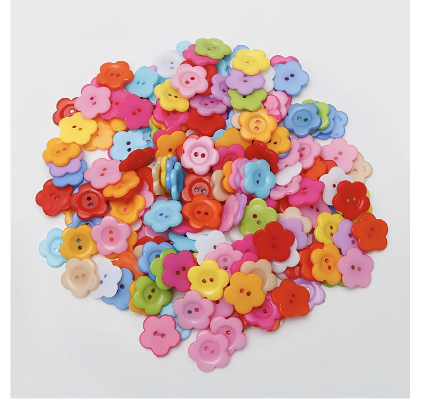Lot de 40 Boutons Fleurs Multicolore 16mm - Matériel Montessori | Edunova