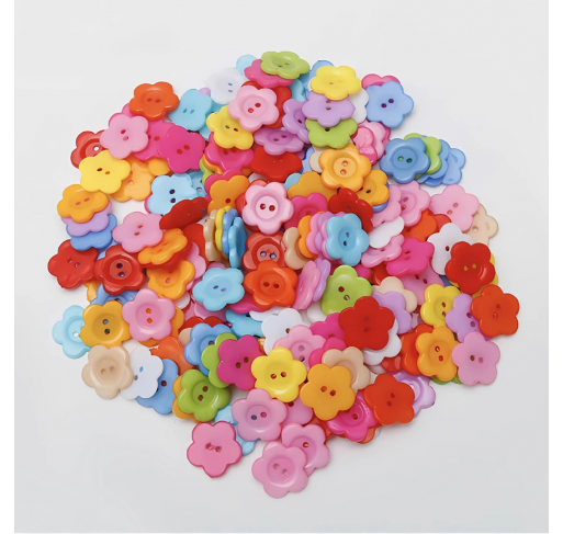 Lot de 40 Boutons Fleurs Multicolore 16mm - Matériel Montessori | Edunova