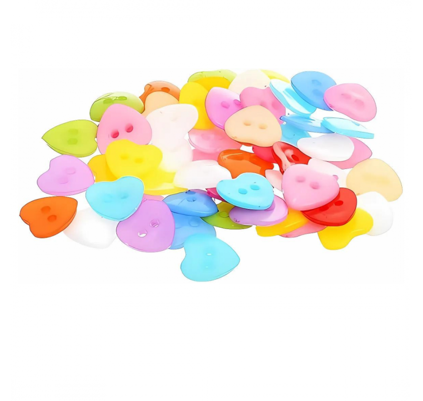 39 Boutons Coeurs Multicolores 14mm - Matériel Montessori | Edunova