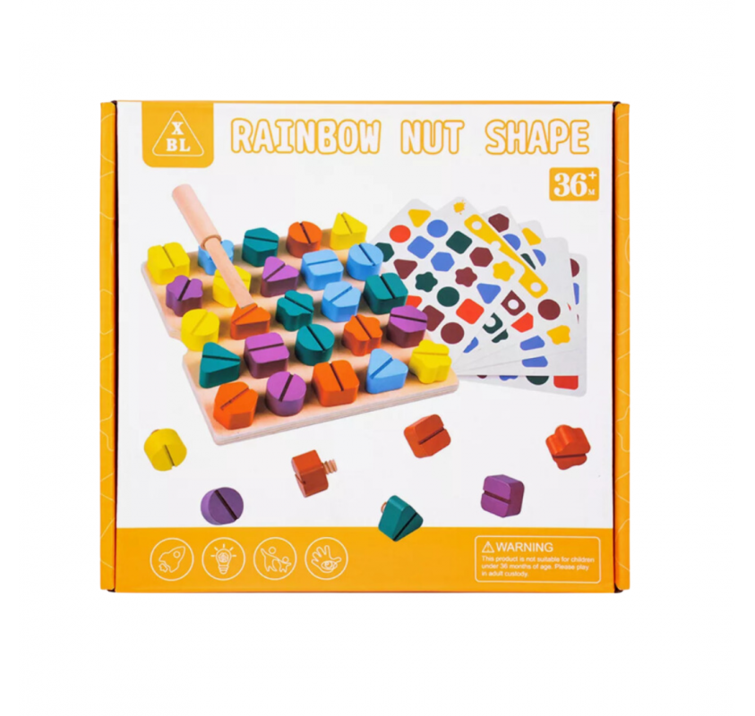 Planche a Tournevis Rainbow Nut Shape - Matériel Montessori | Edunova