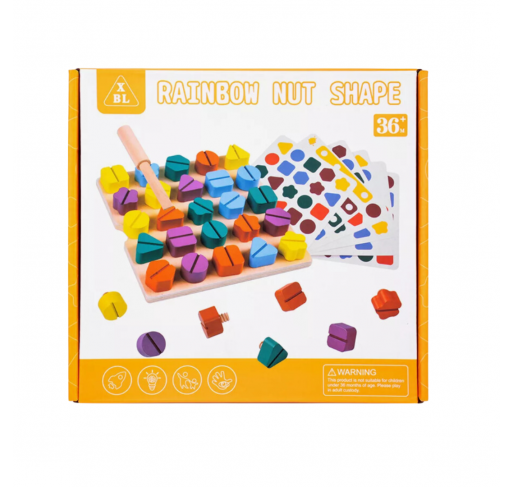 Planche a Tournevis Rainbow Nut Shape - Matériel Montessori | Edunova