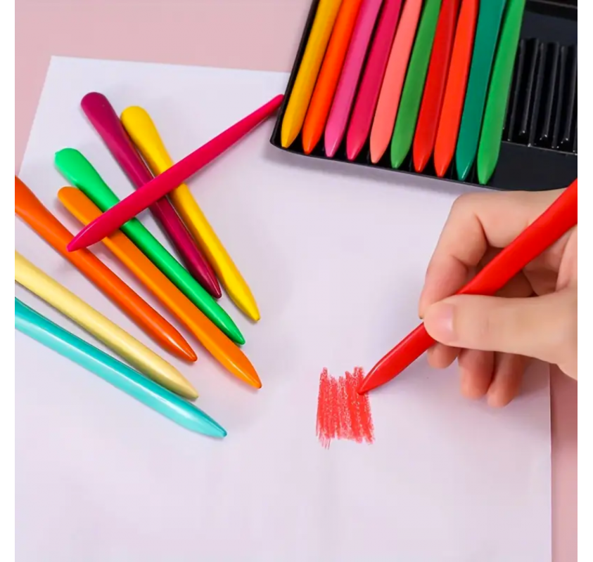 24 Crayons Triangulaires Double Face | Edunova Maroc