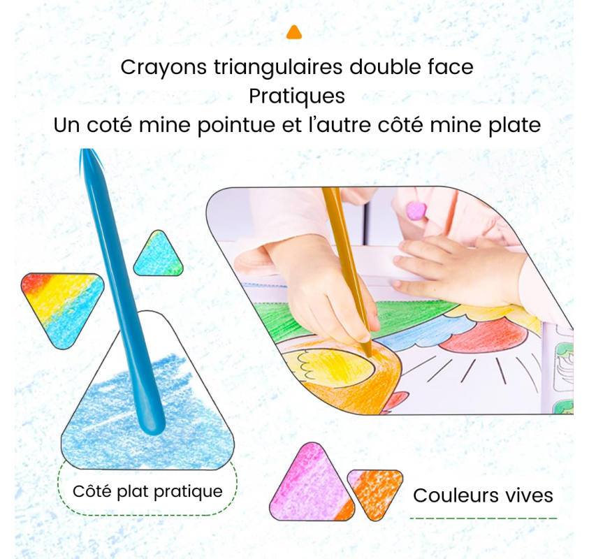 18 Crayons Triangulaires Double Face | Edunova Maroc